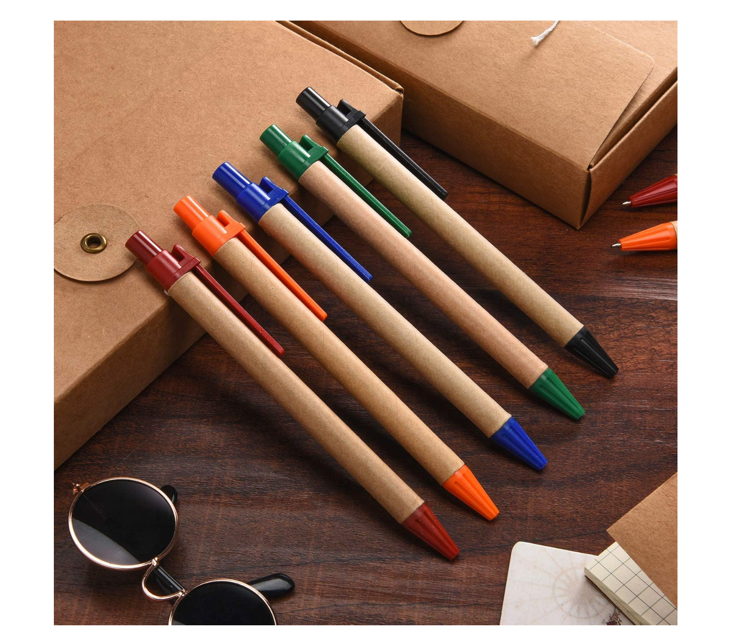 100 pz Penne a Sfera in Carta Multicolore Semplici - Giomel