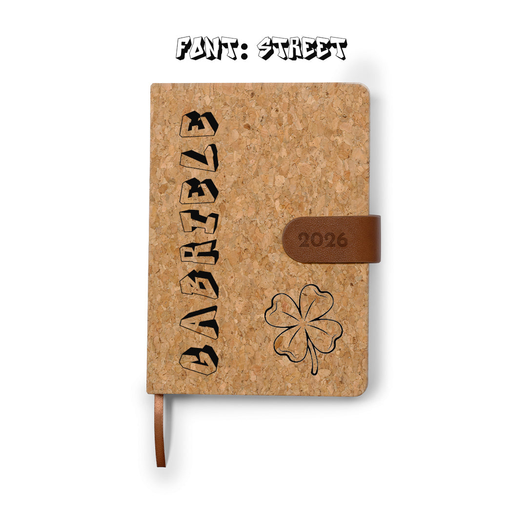 Agenda 2026 in  Sughero Personalizzata con incisione laser e disegno - Giomel