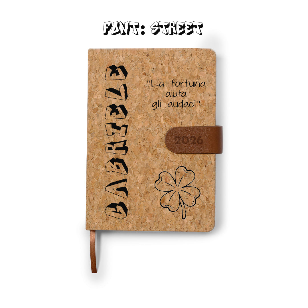 Agenda 2026 in  Sughero Personalizzata con incisione laser e disegno - Giomel