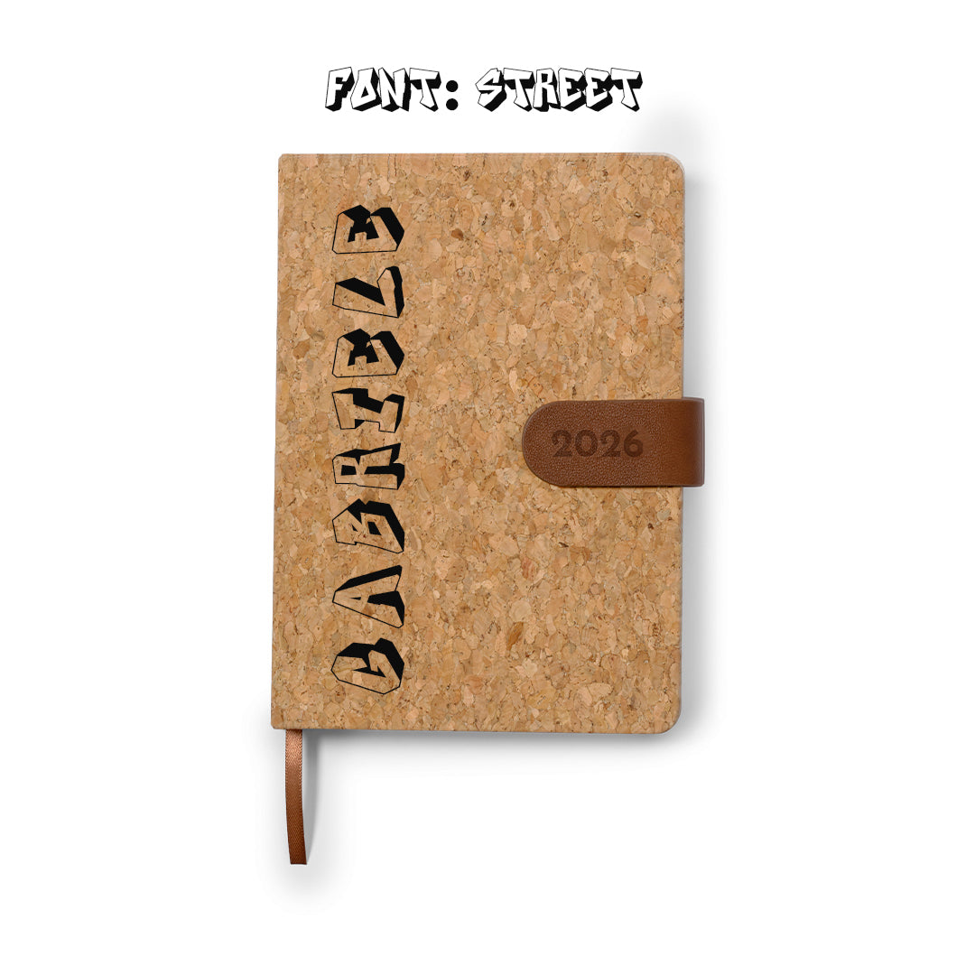 Agenda 2026 in  Sughero Personalizzata con incisione laser e disegno - Giomel