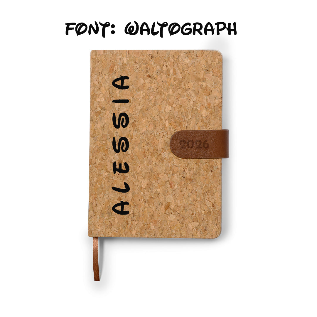 Agenda 2026 in  Sughero Personalizzata con incisione laser e disegno - Giomel