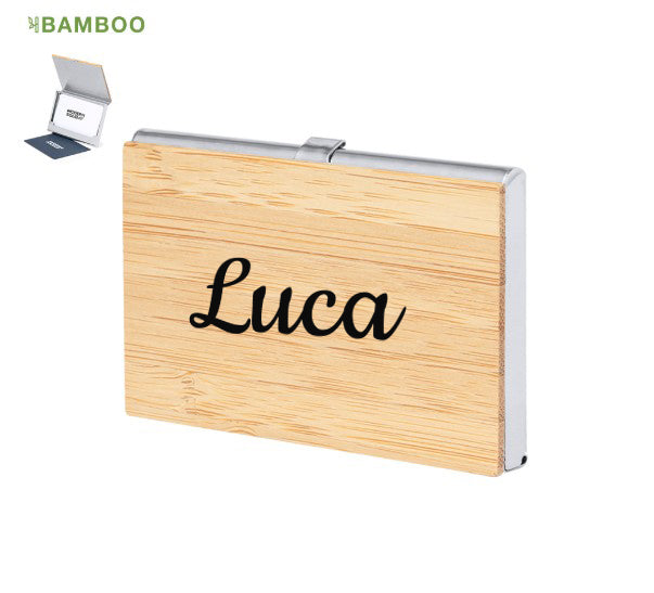 Porta Carta Tessere Personalizzabile in Legno di Bamboo | Incisione Laser Giomel Regalo Laurea Compleanno Originale - Giomel