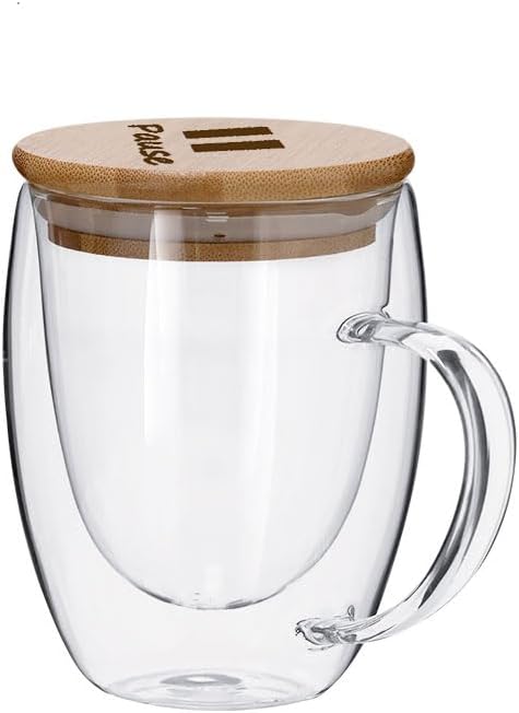 Tazza Mug in Vetro con Coperchio in Bambù Personalizzabile con Logo Grafica o Testo Idea Regalo Originale per ogni Occasione - Giomel