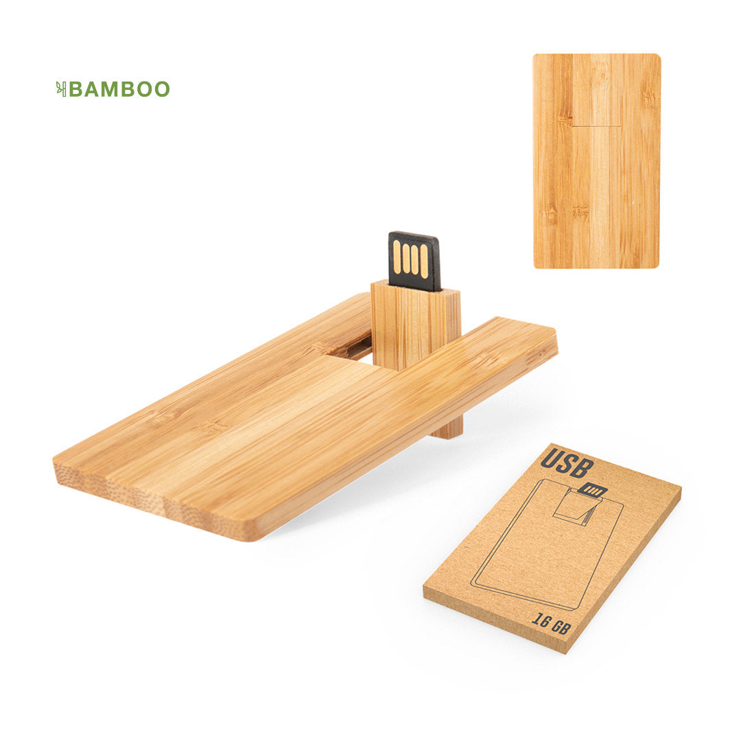 Chiavetta USB 16GB in Bamboo Personalizzabile con Incisione Laser - Giomel