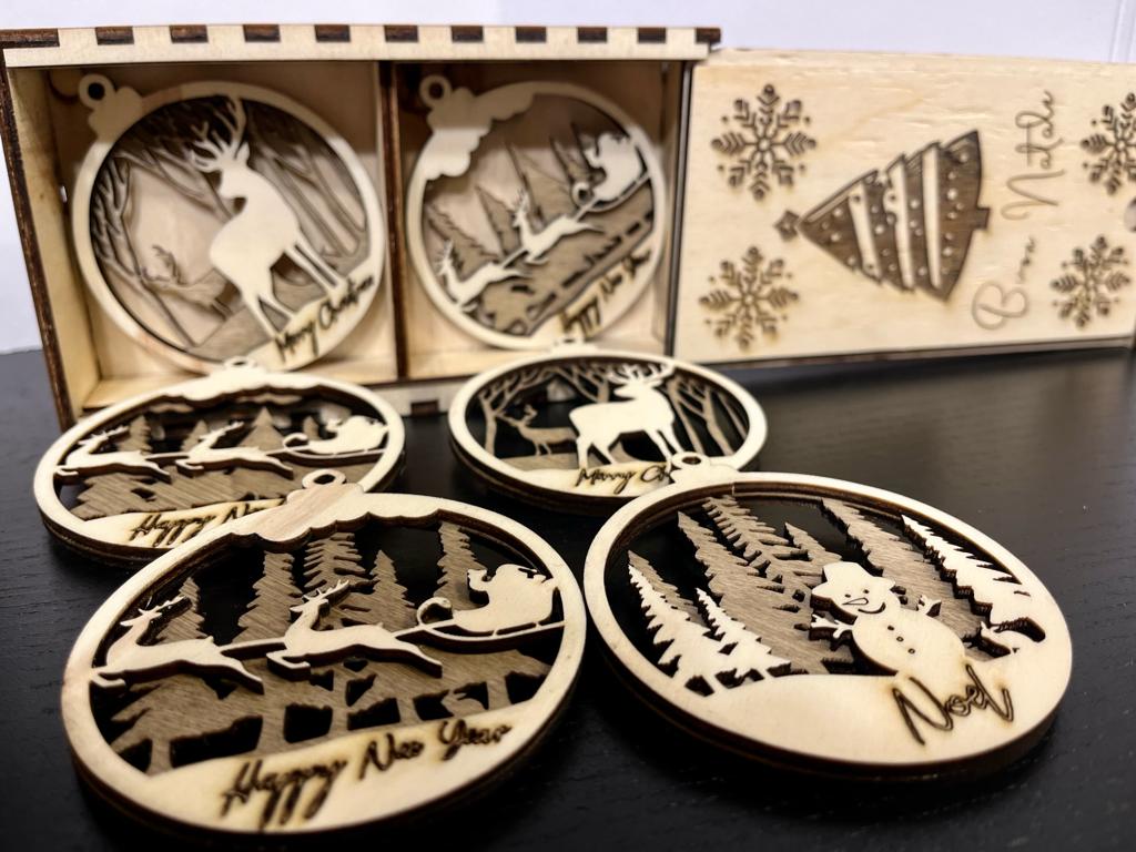 Decorazioni di Natale in legno di pino pezzi 6 - Giomel