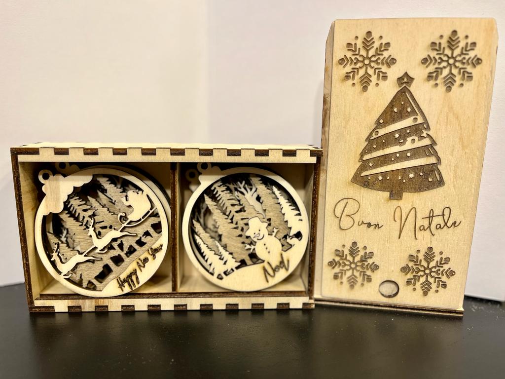 Decorazioni di Natale in legno di pino pezzi 6 - Giomel