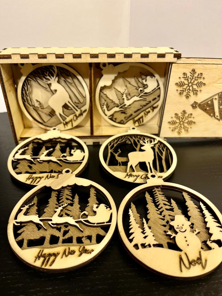 Decorazioni di Natale in legno di pino pezzi 6 - Giomel