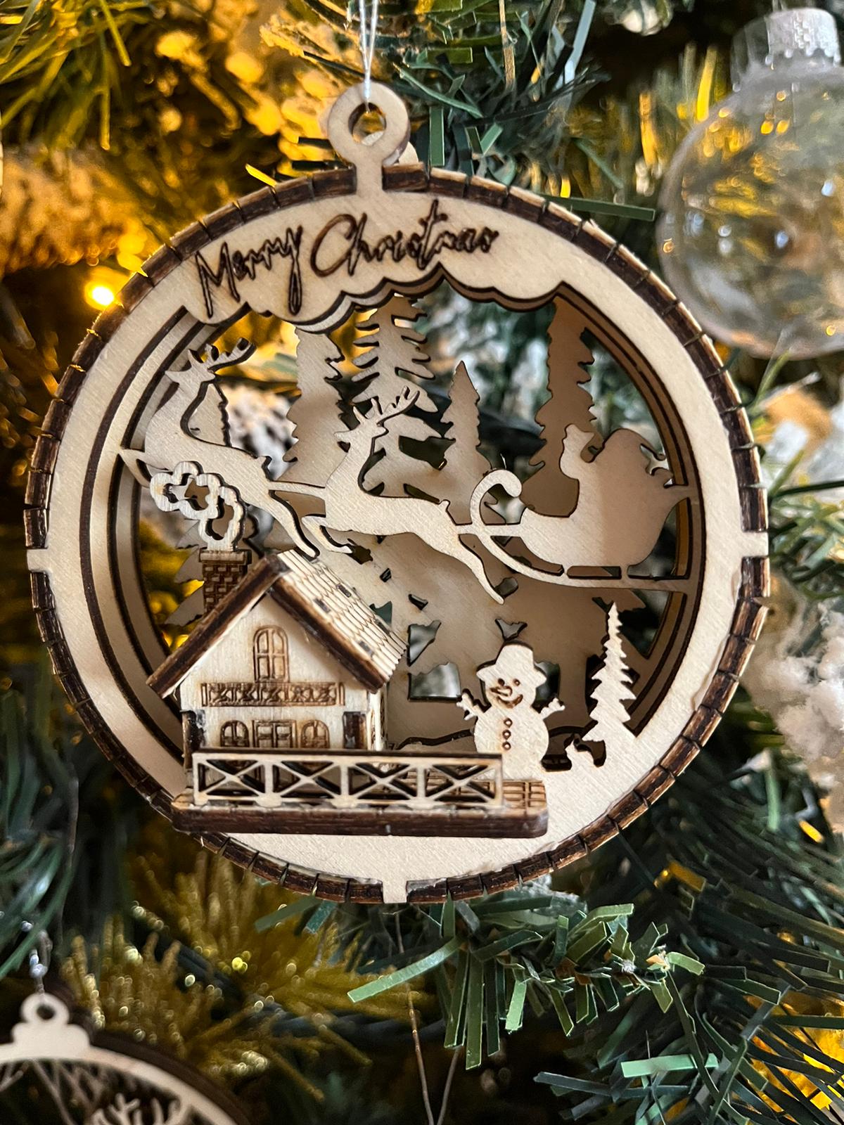 Decorazioni di Natale in legno di pino pezzi 6 - Giomel