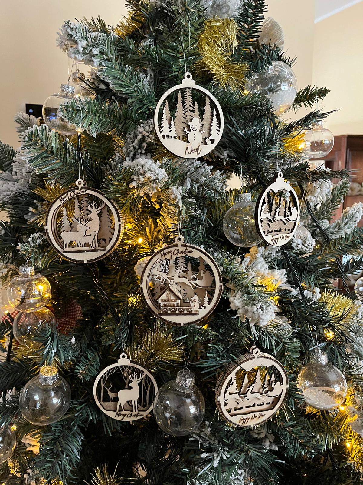 Decorazioni di Natale in legno di pino pezzi 6 - Giomel