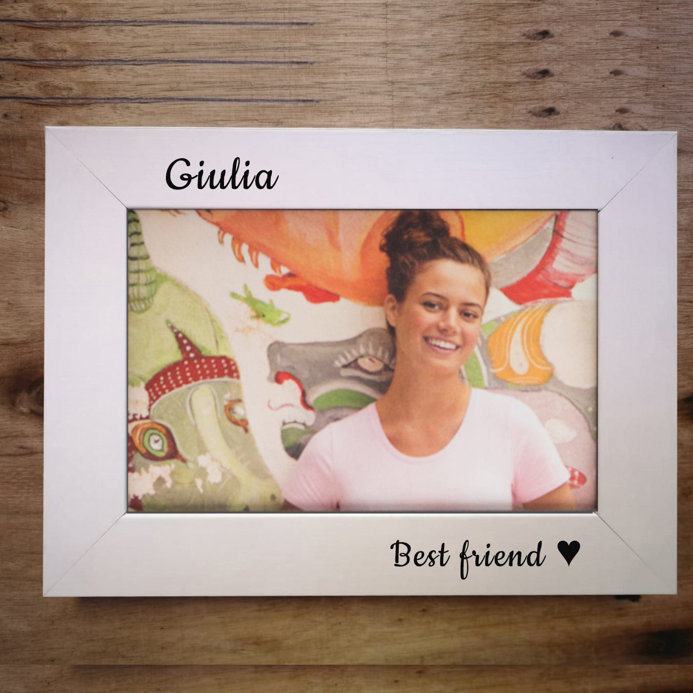Cornice Portafoto Bianca in Legno  con Incisione personalizzata - Giomel