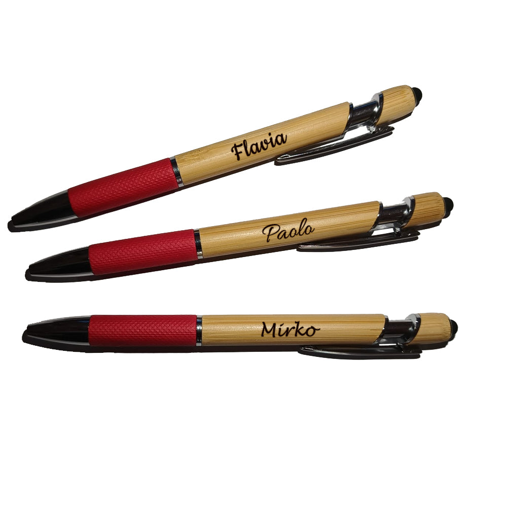 SET 3 Penne con gommino Personalizzate con Incisione del Nome