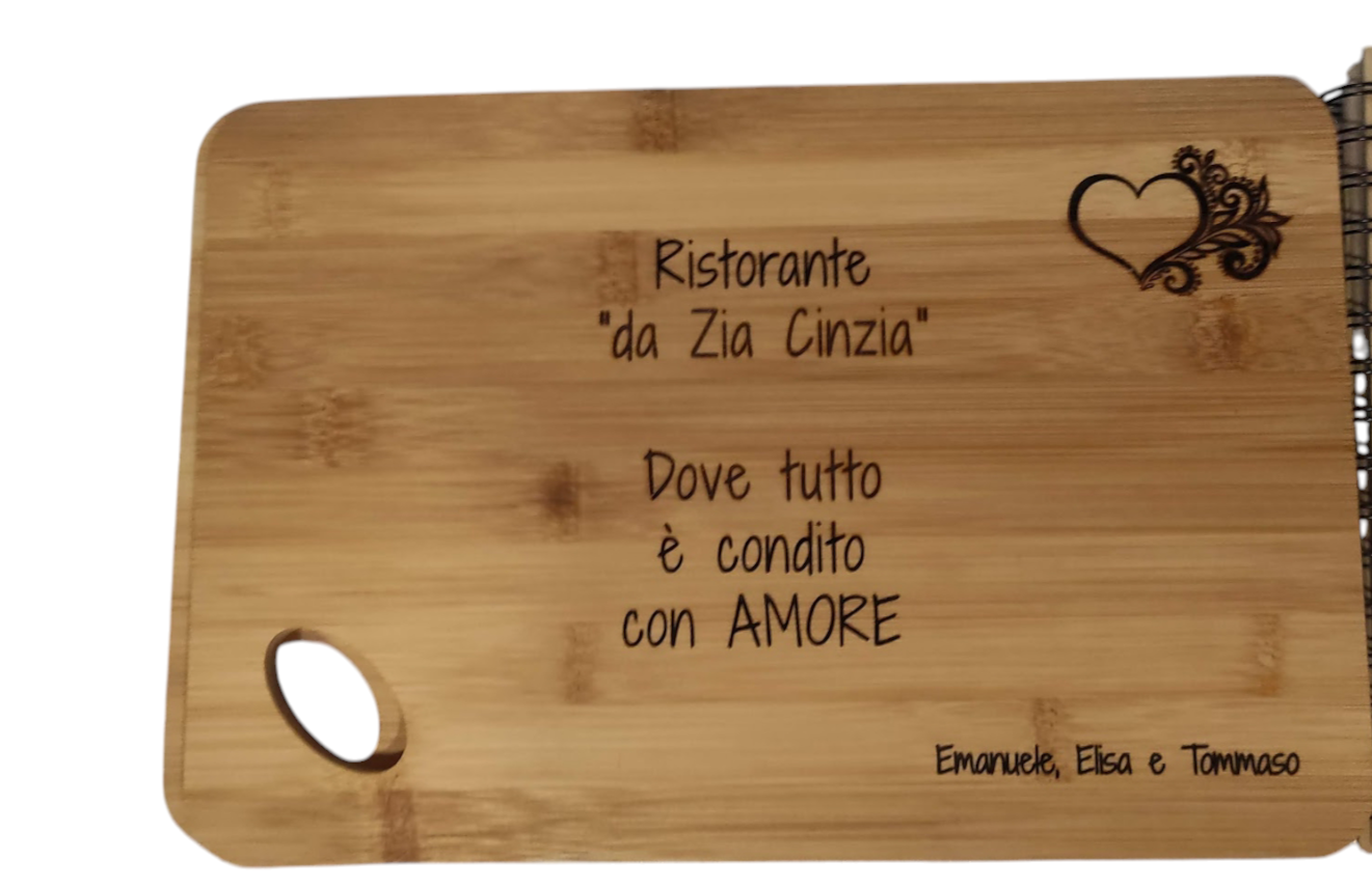 Tagliere Cucina  in Legno Bambù Personalizzato con Incisione Laser - Giomel