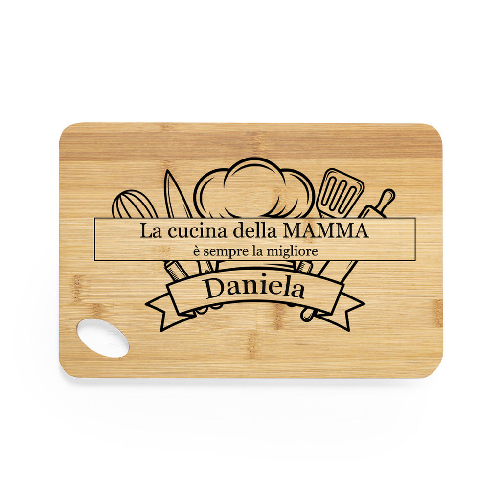Tagliere Cucina regalo festa della mamma in Legno Bambù Personalizzato con Incisione Laser - Giomel