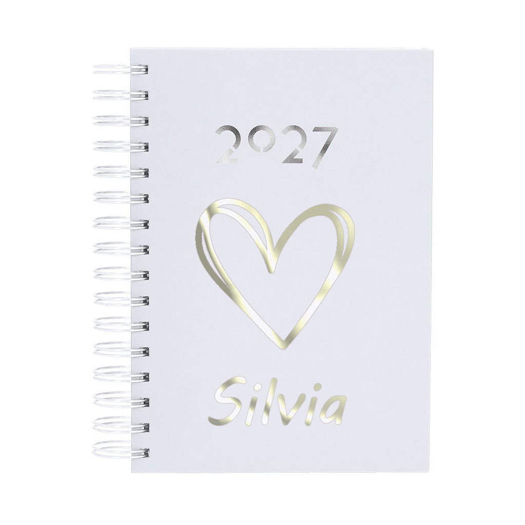 Agenda Giornaliera 2027 Personalizzabile 15x21 cm – Diario 2027 spagnolo e inglese, Copertina Imbottita, Planning Mensile e Obiettivi, Ideale per Casa e Ufficio