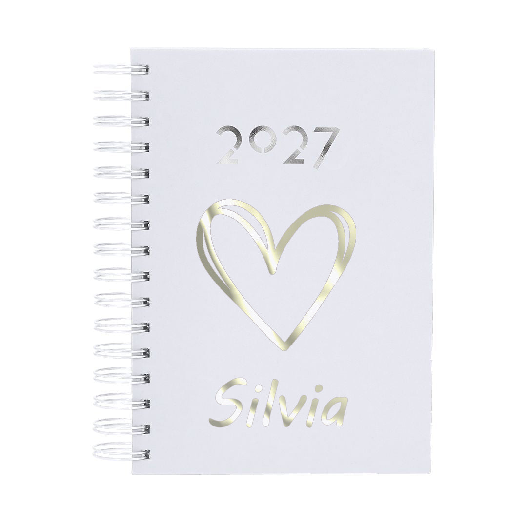 Agenda Giornaliera 2027 Personalizzabile 15x21 cm – Diario 2027 spagnolo e inglese, Copertina Imbottita, Planning Mensile e Obiettivi, Ideale per Casa e Ufficio