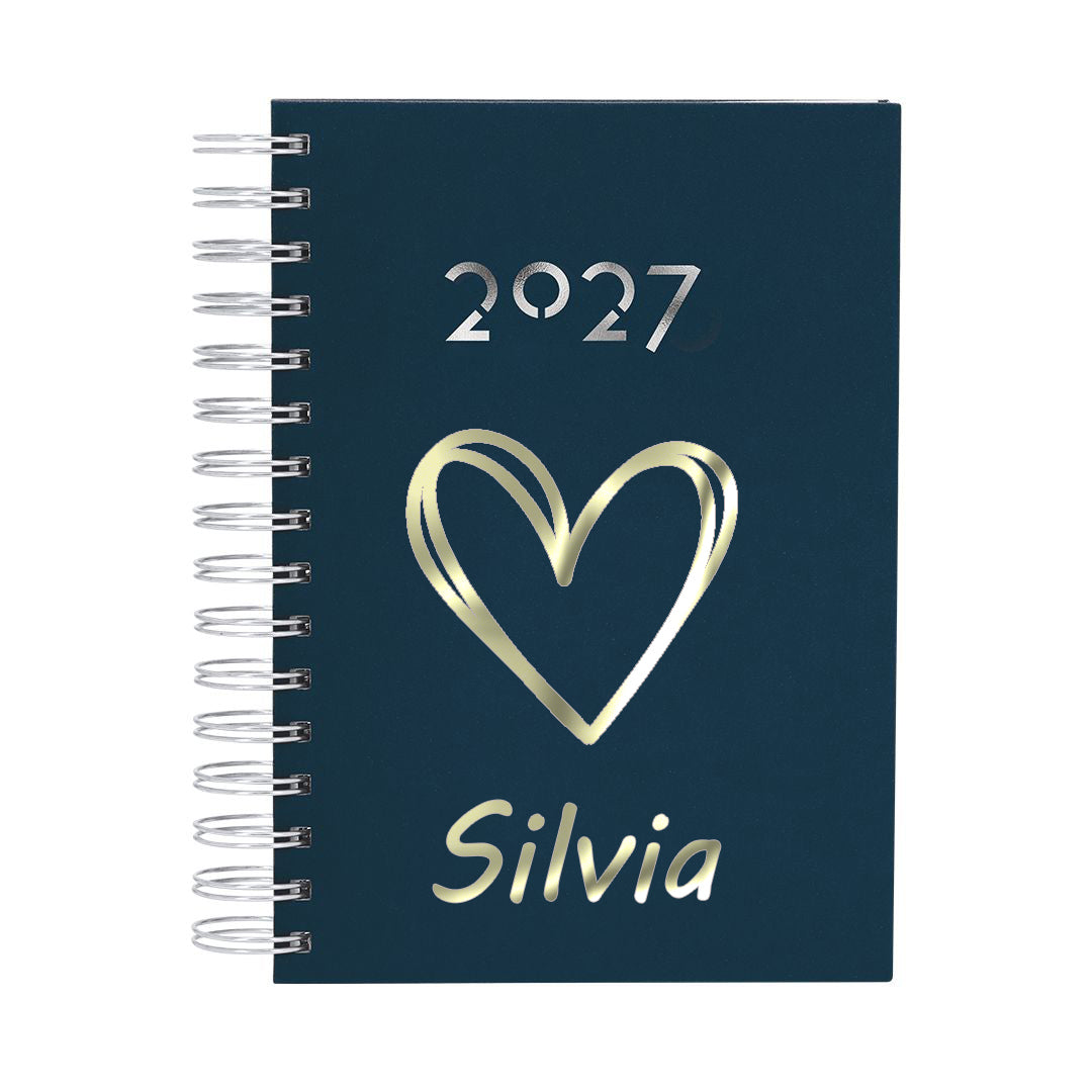 Agenda Giornaliera 2027 Personalizzabile 15x21 cm – Diario 2027 spagnolo e inglese, Copertina Imbottita, Planning Mensile e Obiettivi, Ideale per Casa e Ufficio