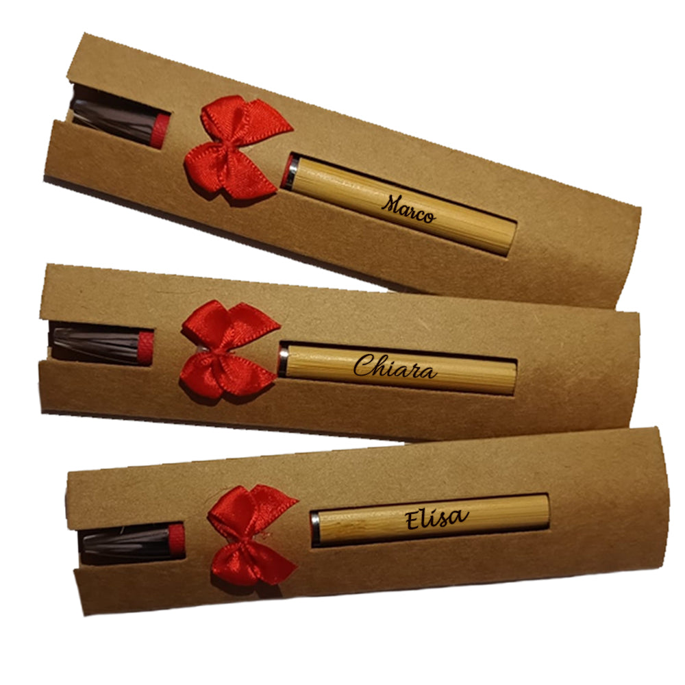SET 3 Penne con gommino Personalizzate con Incisione del Nome