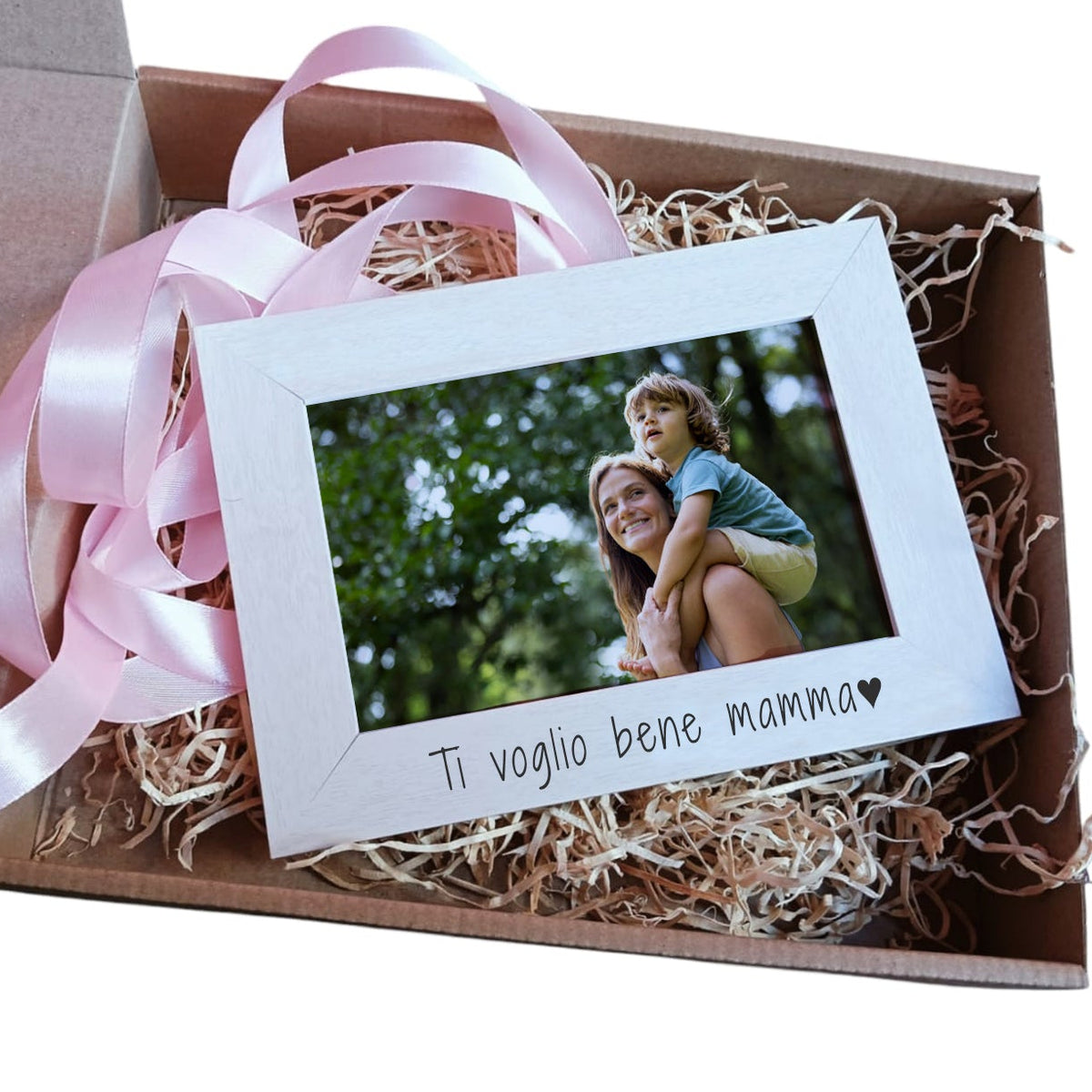 Cornice Portafoto Bianca in Legno  con Incisione personalizzata festa della mamma - Giomel
