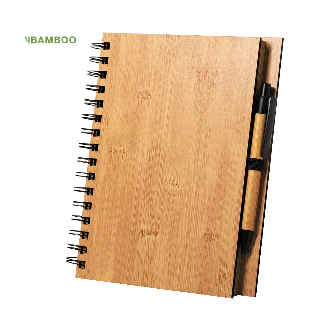 Taccuino Agenda e Penna Personalizzate a Sfera Legno Bambu' con Incisione - Giomel