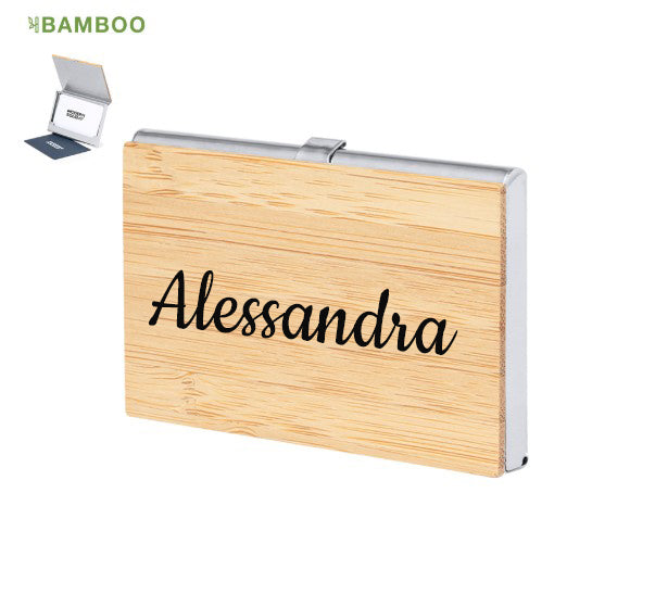 Porta Carta Tessere Personalizzabile in Legno di Bamboo | Incisione Laser Giomel Regalo Laurea Compleanno Originale - Giomel