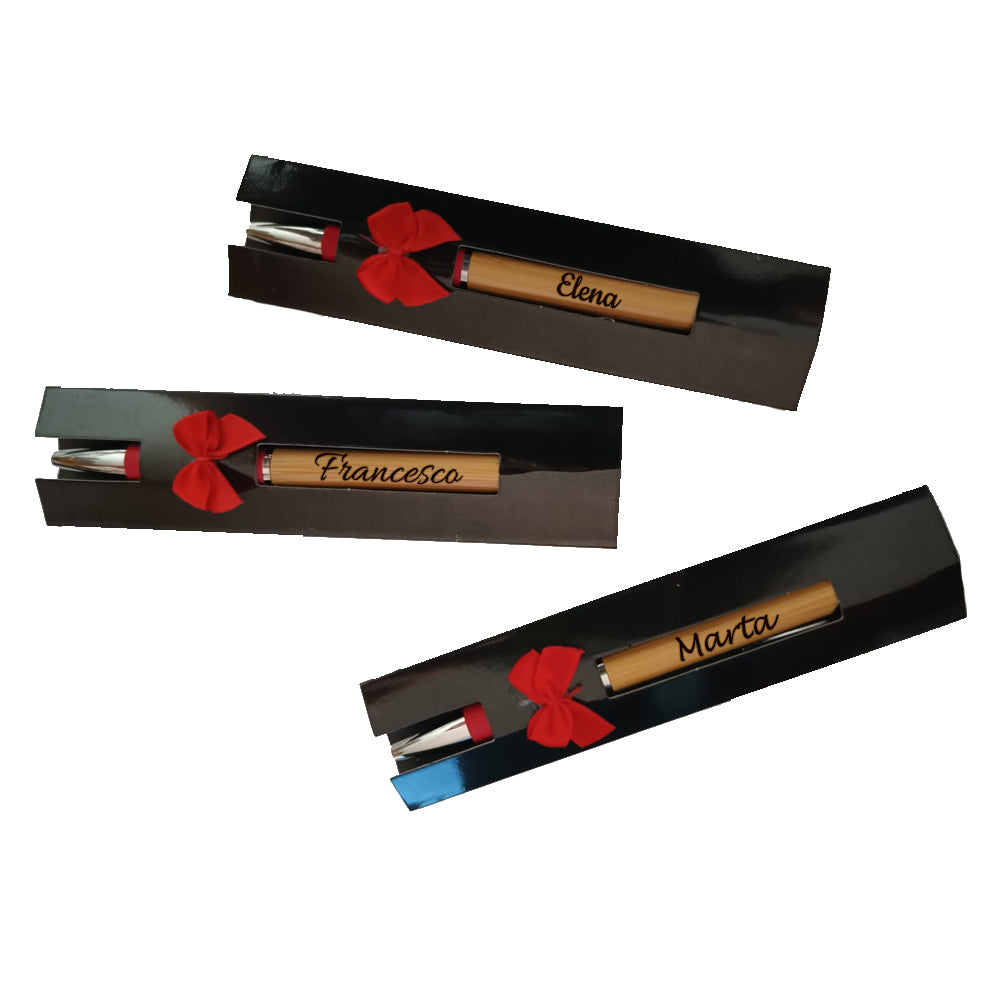 SET 3 Penne con gommino Personalizzate con Incisione del Nome