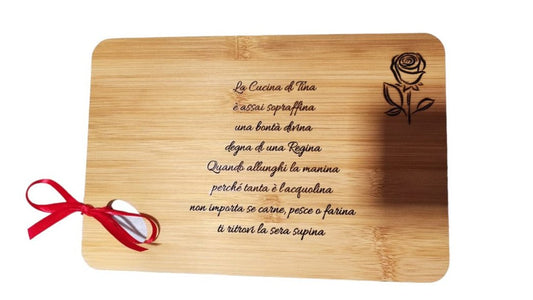 Tagliere Cucina  in Legno Bambù Personalizzato con Incisione Laser