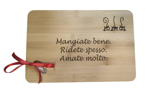 Tagliere Cucina  in Legno Bambù Personalizzato con Incisione Laser