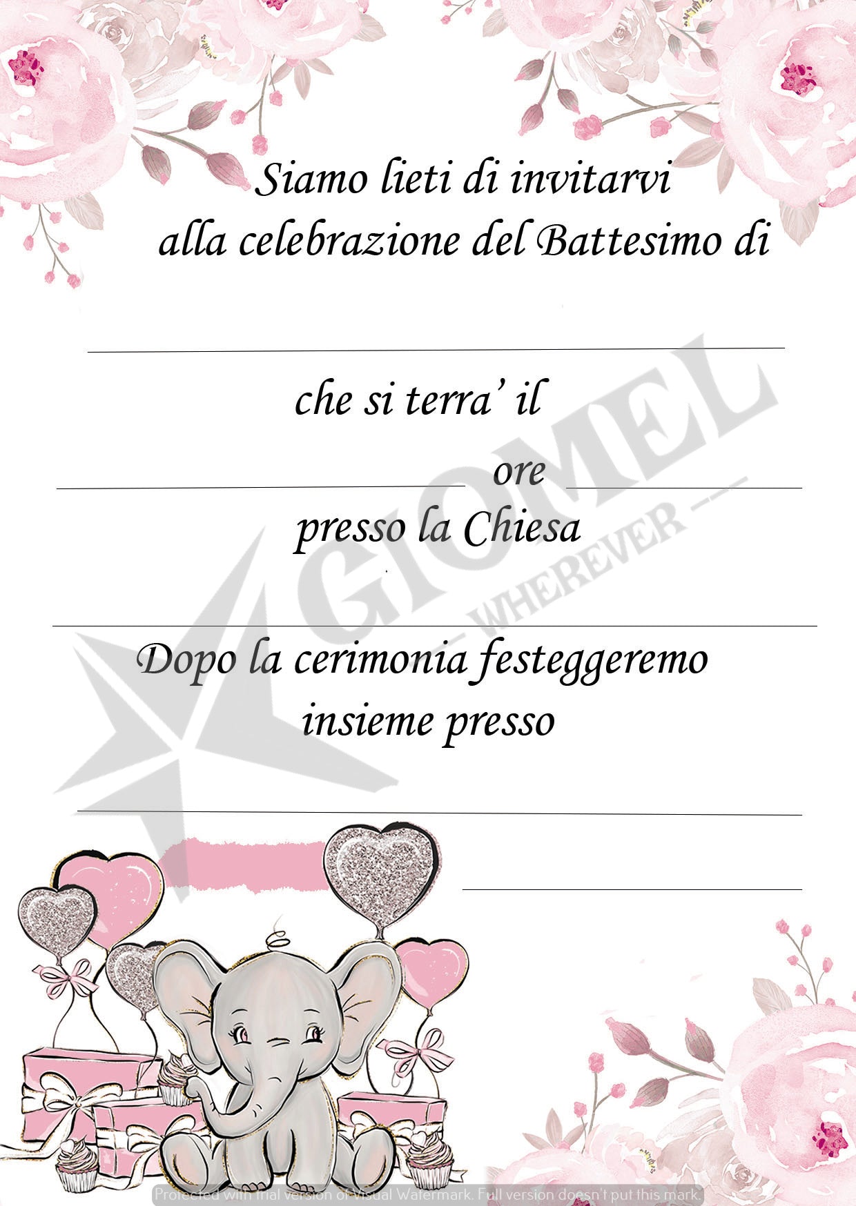 INVITI PARTECIPAZIONI PER BATTESIMO 20 PEZZI - Giomel